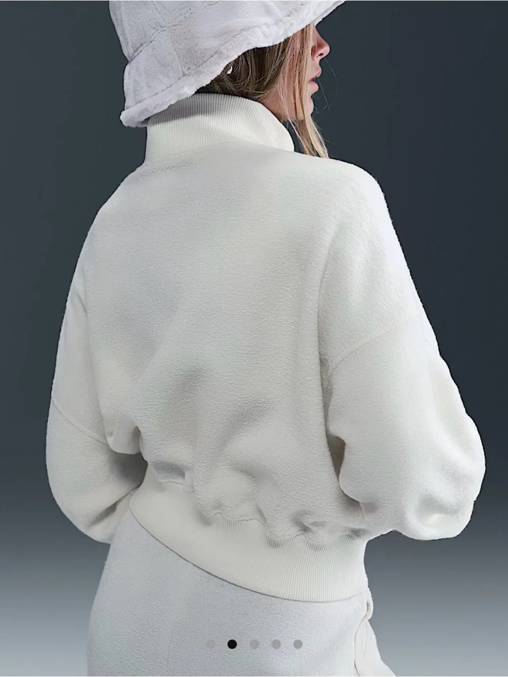 NEW Nike kidsgirls Cream Quarter-Zip Fleece Cropped Pullover size small